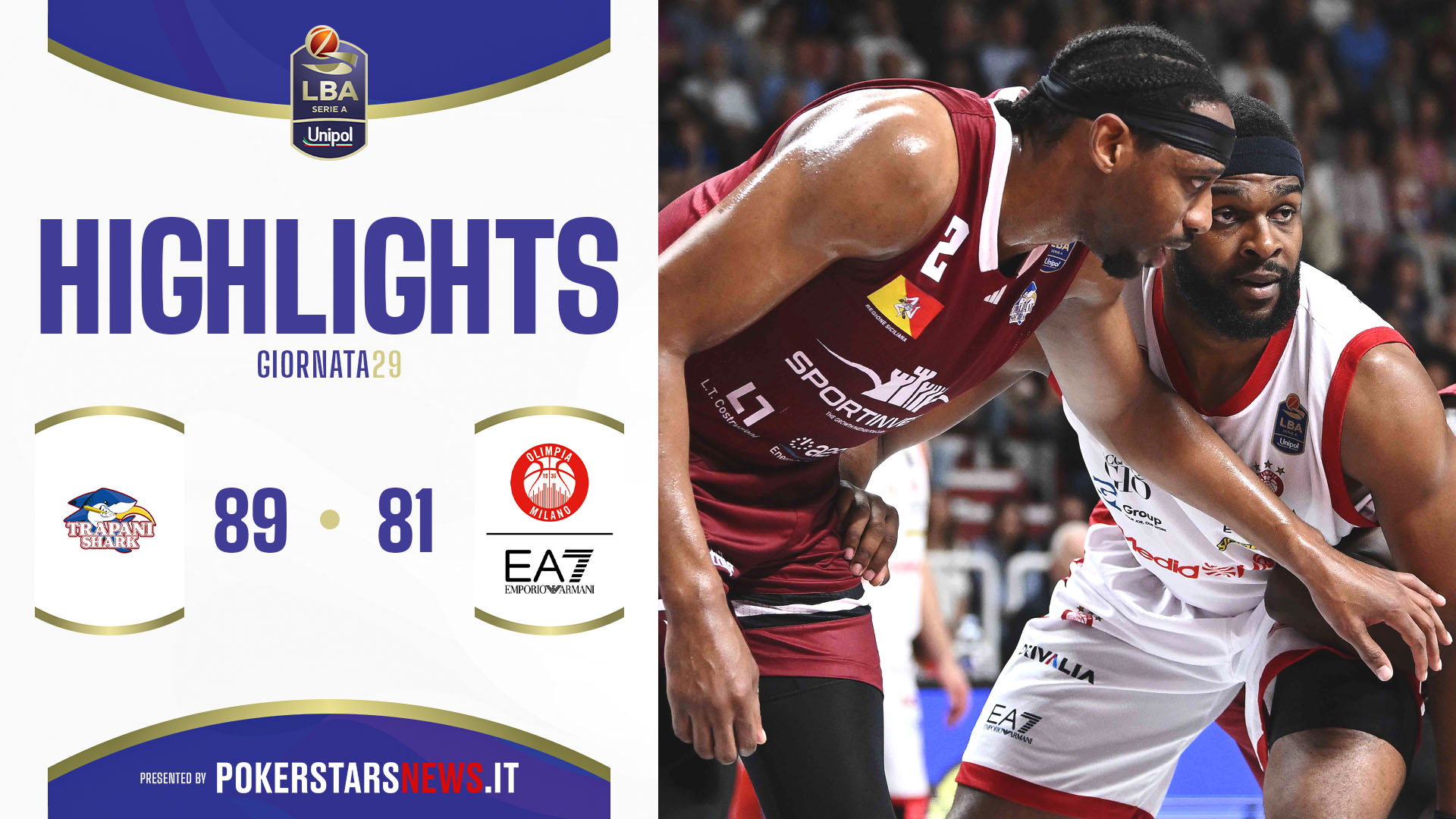 immagine - Trapani Shark – EA7 Emporio Armani Milano | PokerstarsNews Highlights Serie A Unipol 2024/2025